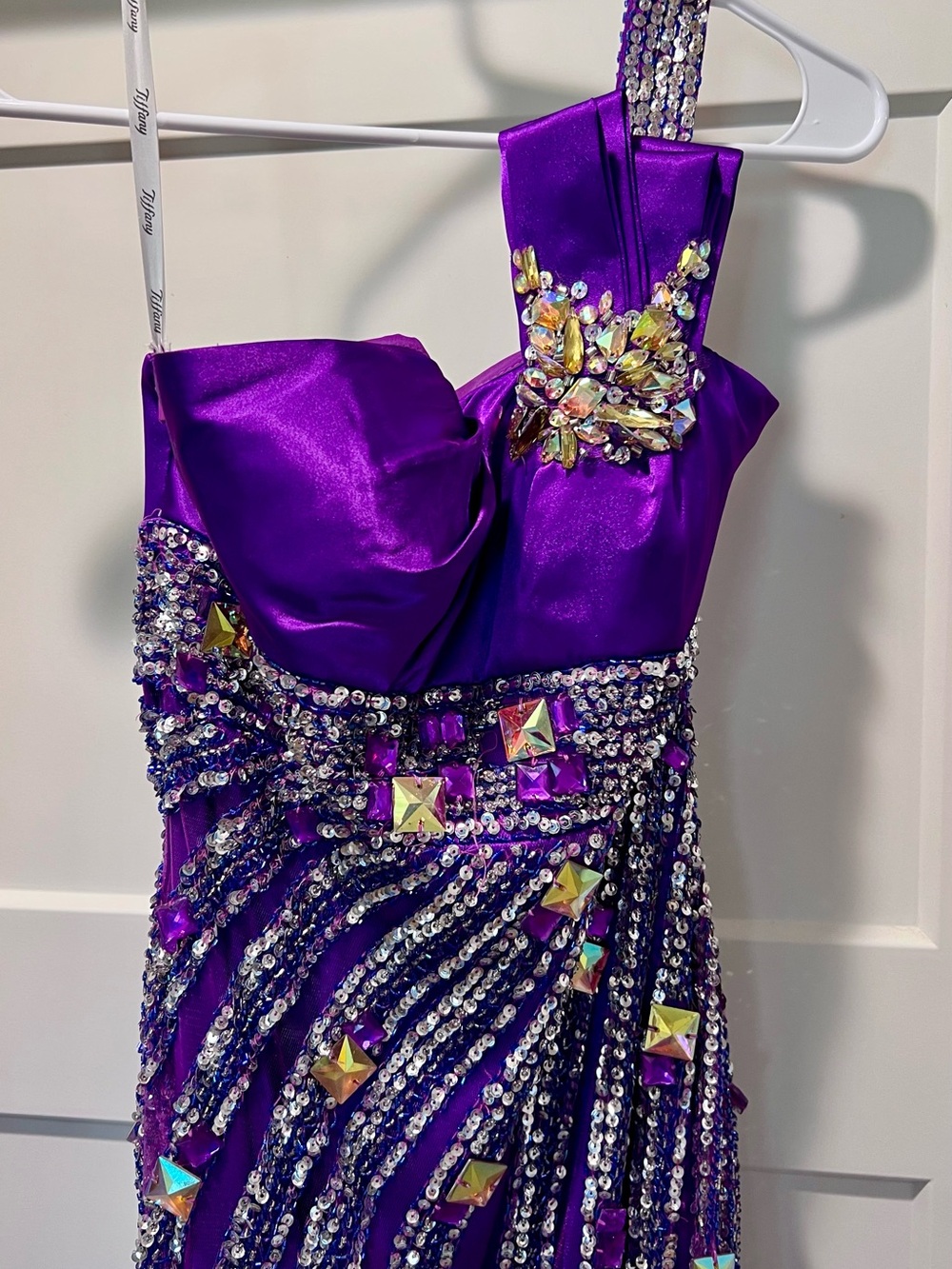 Tiffany Designs One-Shoulder Purple Evening Gown - Picture 3 of 8